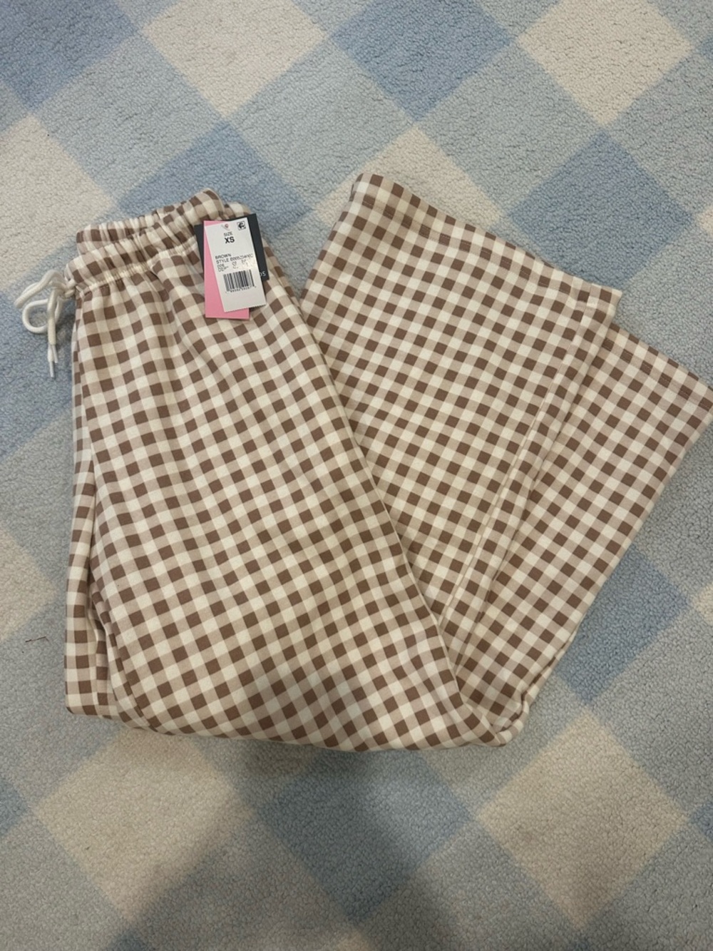 Grayson thread Brown & White Gingham Straight-Leg Pants